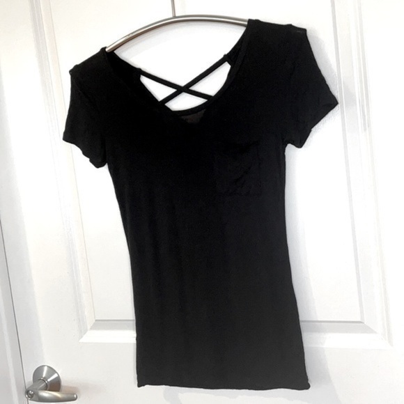 American Dream Tops - AMERICAN DREAM | Women’s Black Laced Up Back Style Casual Shirt Size Small
